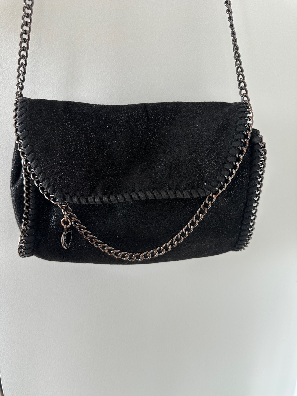 Stella McCartney Black Suede Chain-Trim Crossbody